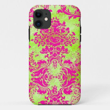 Gc Vintage Hot Pink Lime Iphone 11 Case by TheGreekCookie at Zazzle