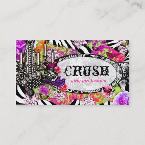 GC Vintage Lime Crush Charm Jungle Zebra Business Card Template