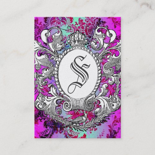 GC Vintage Pink Mint Crown Scroll Premium Pearl Business Card Templates