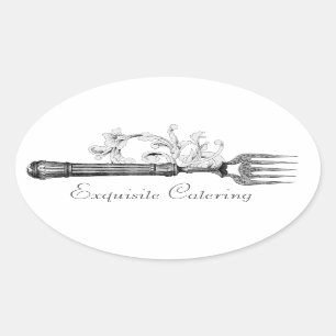 GC Vintage Silver Divine Fork Oval Sticker