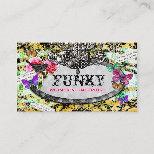 Customizable GC | Whimsical Vintage Charm Bee Damask Business Card