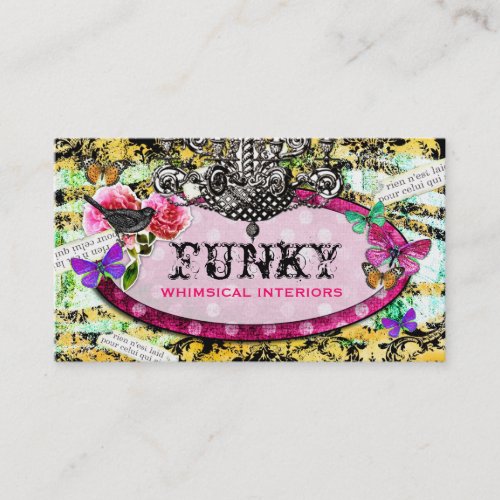 GC | Whimsical Vintage Charm Pink Bee Business Card Template