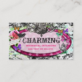 Gc Whimsical Vintage Charm Tea Pot Business Card by TheGreekCookie at Zazzle