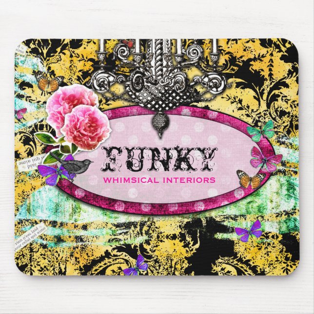 GC | Whimsical Vintage Pink Bee Mouse Pad (Front)