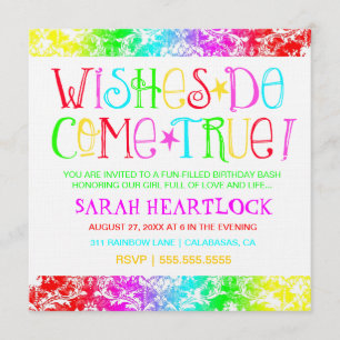 GC Wishes Do Come True Rainbow Damask Invitation