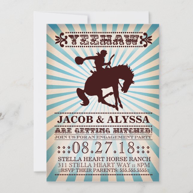 GC Yeehaw Rodeo Engagement Party Invitation (Front)
