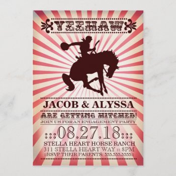 Gc Yeehaw Rodeo Engagement Party Red Invitation by TheGreekCookie at Zazzle