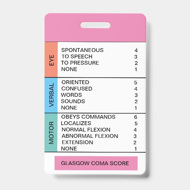 GCS/Consciousness Cheat Sheet for Badge Reel (Front)