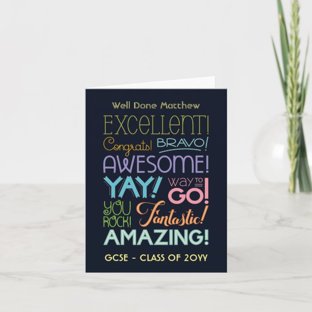 GCSE Exam Success Congratulations Personalised Card (Front)