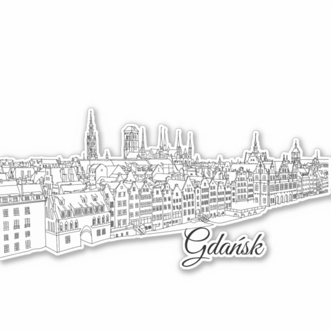 Gdansk, Poland travel illustration Sticker (Front)