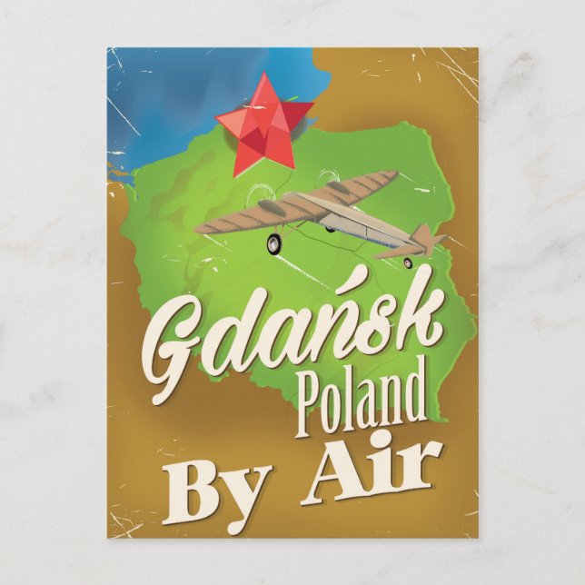 Gdańsk Poland vintage flight poster Postcard (Front)