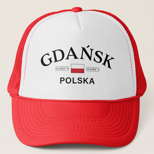 Gdansk Polska (Poland) Polish Coordinates Trucker Hat (Front)