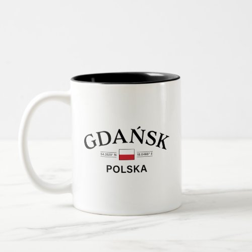 Gdansk Polska Poland Polish Coordinates Two_Tone Coffee Mug