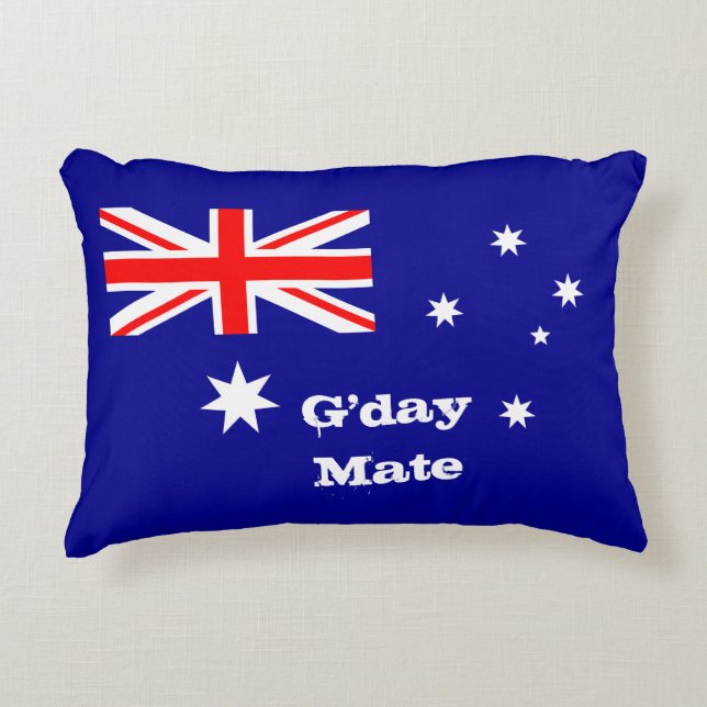 G'day Mate & Australian Flag decor / Australia Accent Pillow (Front)