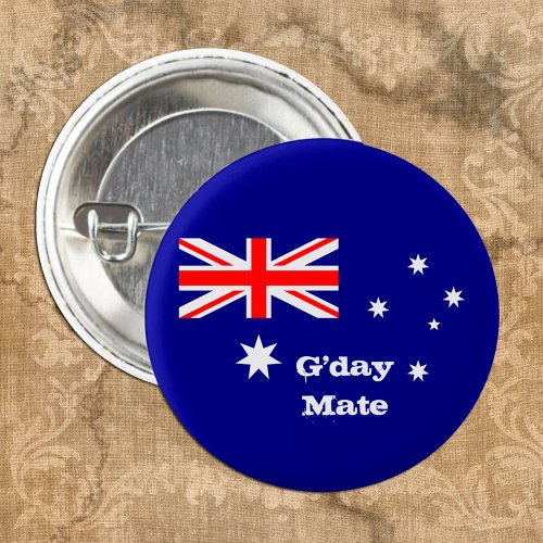 Gday Mate  Australian Flag fashion  Australia Button