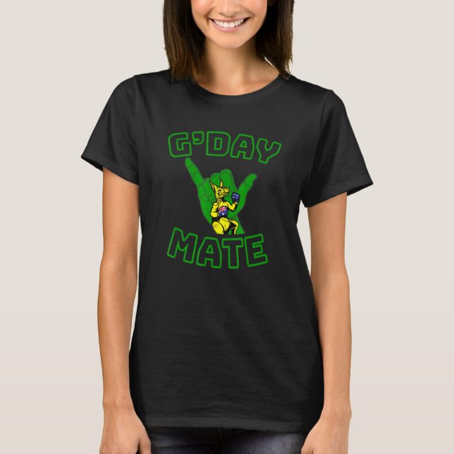 Gday Mate Boxing Kangaroo Shaka T-Shirt (Front)