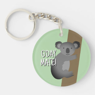 G'day Mate funny Australian koala bear drawing Keychain
