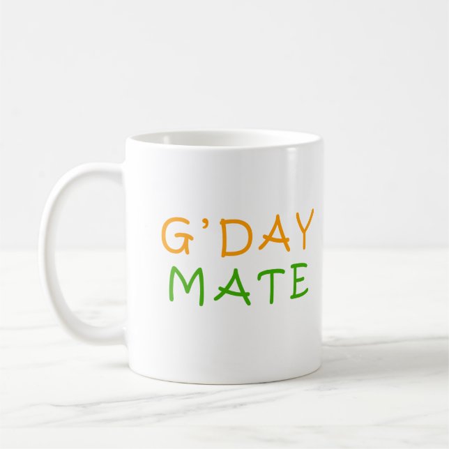 gday mate, good day mate coffee mug (Left)