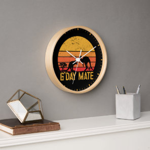 G'day Mate! Retro Vintage Australian Kangaroos   Clock