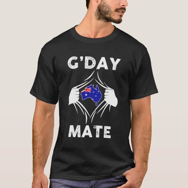 G'Day Mate Shirt Funny Australian Aussie Flag Patr (Front)