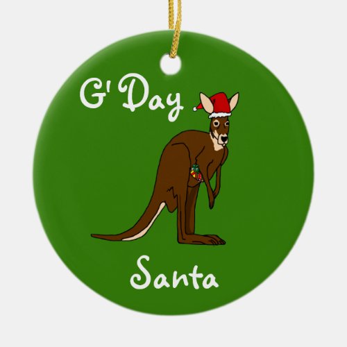 GDay Santa Christmas Kangaroo Ornament