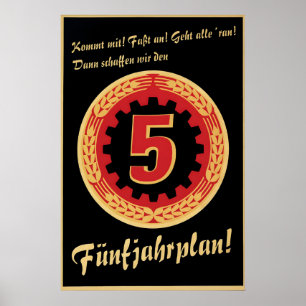 GDR Propaganda Poster 5 Year Plan, Eastern Germany