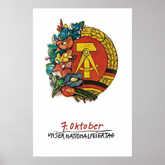 GDR Propaganda Poster Eastern Germany National Day (Front)