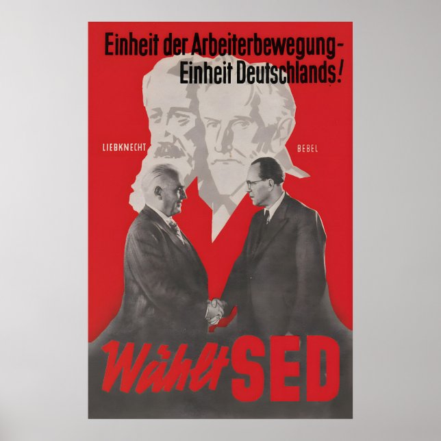 GDR SED Poster Uniting the worker movement means (Front)