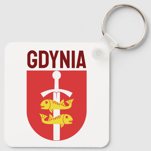 Gdynia coat of arms, Poland Keychain (Back)