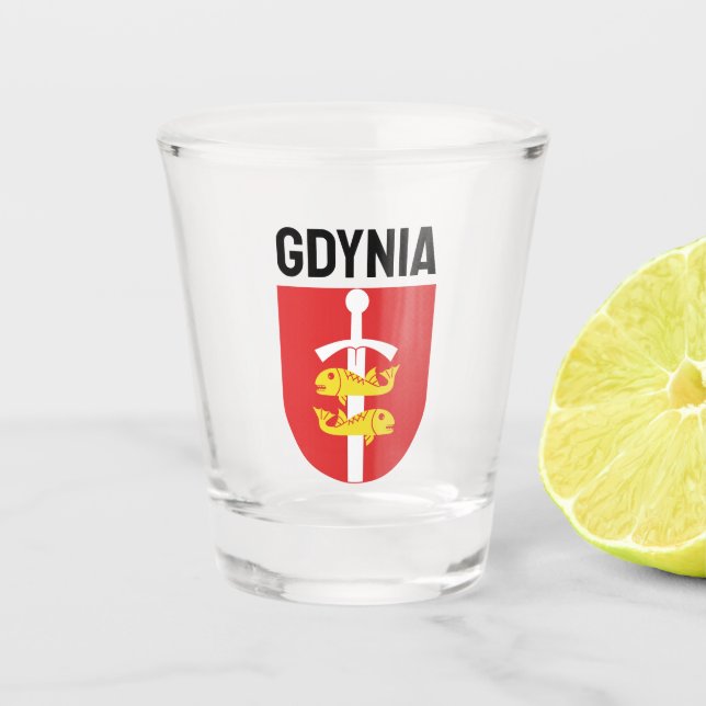 Gdynia coat of arms, Poland Shot Glass (Front)