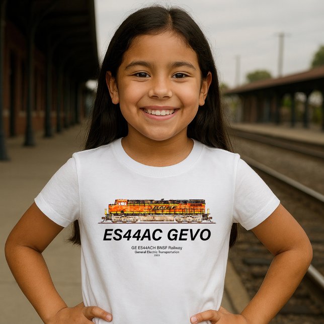 GE ES44AC GEVO Locomotive. BNSF freight train T-Shirt (GE ES44AC GEVO Locomotive. BNSF freight train. Girl Basic T-Shirt)