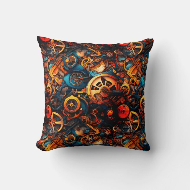 Gear Art Throw Pillow (Front)