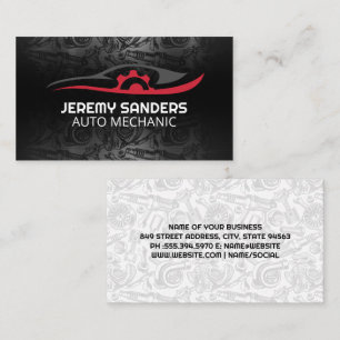 Gear Auto Logo   Car Parts Pattern Business Card