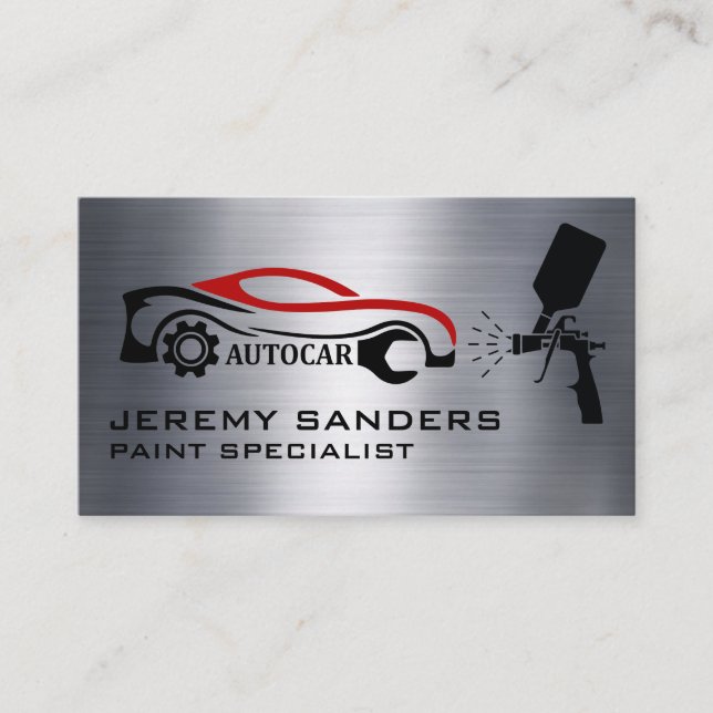 Gear Car Logo | Auto Paint Spray Business Card (Front)