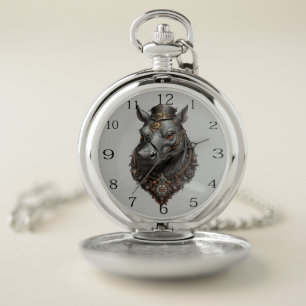 "Gear-Driven Giant: The Steampunk Hippo" Pocket Watch