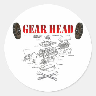 GEAR HEAD CLASSIC ROUND STICKER