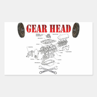 GEAR HEAD RECTANGULAR STICKER