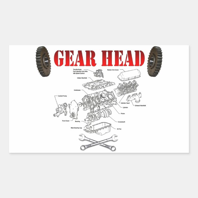 GEAR HEAD RECTANGULAR STICKER (Front)