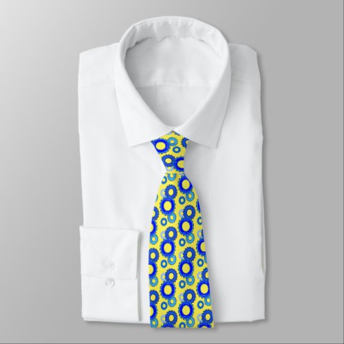 Gear Heads _ Many Shades of Blue on Yellow  Neck Tie