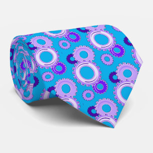 Gear Heads - Many shades of Purple on Turquoise Neck Tie
