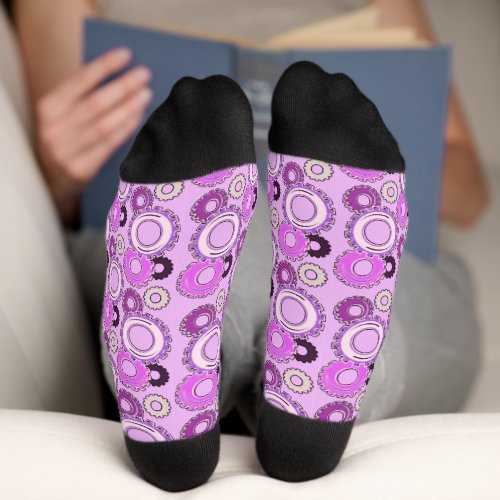 Gear Heads Purple Lilac Silver Gears Sustainable Socks