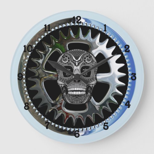 Gear Rider Chopper Skull Large Clock