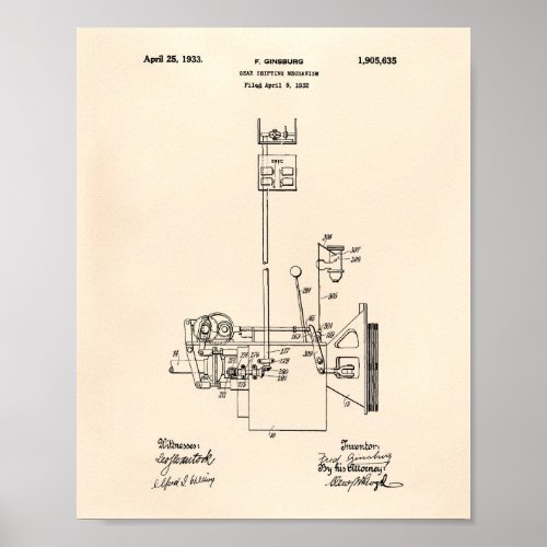 Gear Shifting Mechanism 1932 _ Old Peper Poster