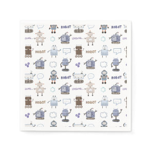 Gear Up for Fun Robot Kids Happy Birthday Napkins