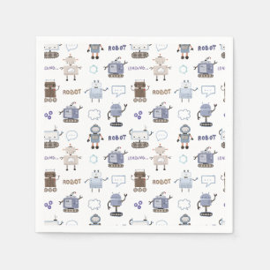 Gear Up for Fun Robot Kids Happy Birthday Napkins