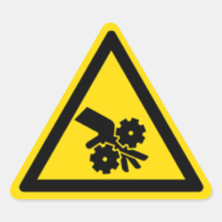 Gear warning hazard triangle sticker