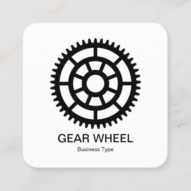 Gear Wheel 03 -  Black on White Square Business Card (Front)