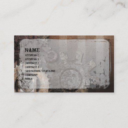 Customizable Geared Up Steampunk Grunge Business Card