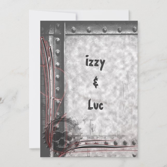 Gearhead Skull Rockabilly Grunge Goth Wedding Invitation (Front)