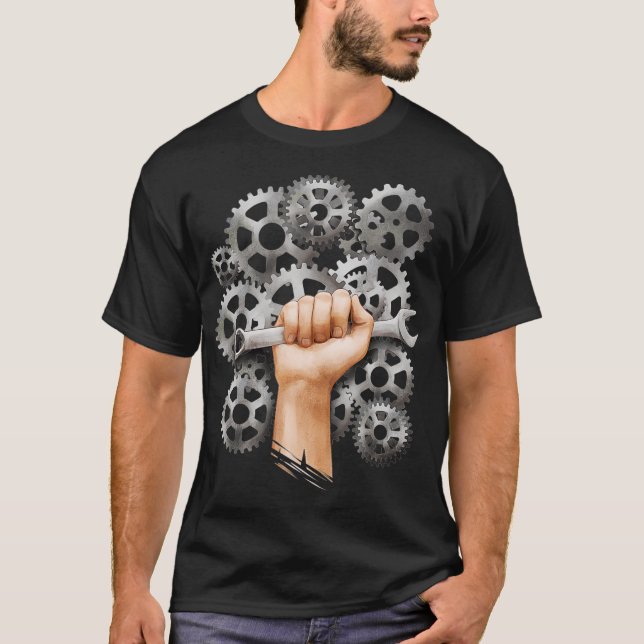 Gearheads Mechanics and Machinists Working Mans T-Shirt (Front)